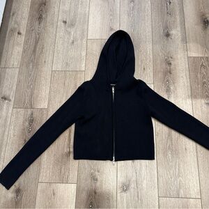 Brandy Melville Black Zip-Up Hooded Sweatshirt